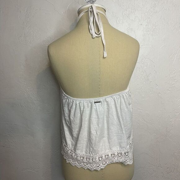 Element Y2K Halter Top Whit Lace Trim Floral Bird Size Medium - Picture 7 of 10